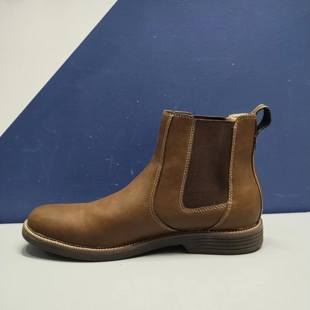 Dockers‎ Langford Chelsea Boots Mens 11M Brown Leather Slip On Comfort 90-36632